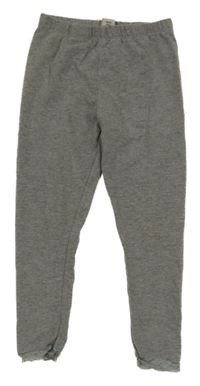 Šedé melírované legíny s krajkou Tu