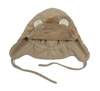 Hnědá chlupatá čepice s oušky