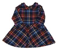 Tmavomodro-barevné kostkované šaty s límečkem Next