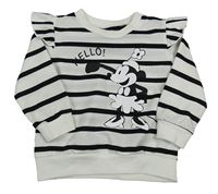 Smetanovo-černá pruhovaná mikina s Minnie a volánky