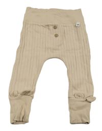 Světlehnědé žebrované lehké tepláky s knoflíky F&F