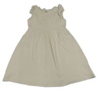 Béžové žebrované bavlněné šaty s volánky H&M