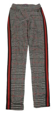 Šedo-černo-červené kostkované tregíny s pruhy Vingino