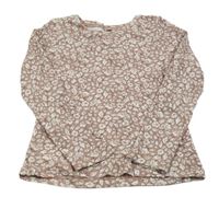 Starorůžové květované žebrované triko