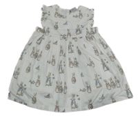 Bílé plátěné šaty s Králíčkem Petrem