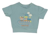 Světlemodré teplákové tričko s vláčkem s opicí Studio