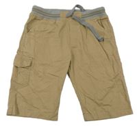 Hnědé plátěné kraťasy s kapsou a úpletovým pasem H&M