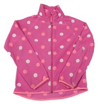 Tmavorůžová puntíkatá fleecová propínací mikina H&M