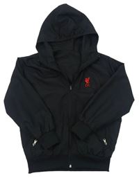 Černá šusťáková oboustranná sportovní bunda s kapucí - Liverpool