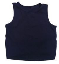 Tmavomodrý žebrovaný crop top George
