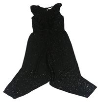 Černý třpytivý kalhotový overal s volánky H&M
