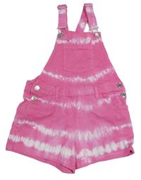 Růžové batikované riflové laclové kraťasy Denim Co.