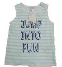 Nové - bílo-modré pruhované tílko s nápisem H&M