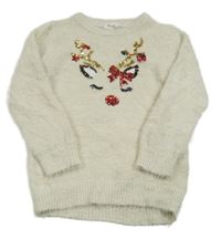 Smetanovo-zlatý svetr se sobem z flitrů 