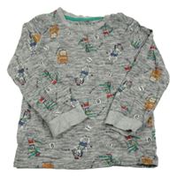 Šedo-černé melírované pyžamové triko s obrázky Nutmeg