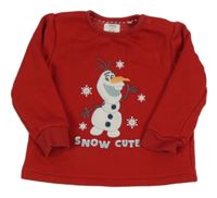 Červená zateplená mikina s Olafem C&A