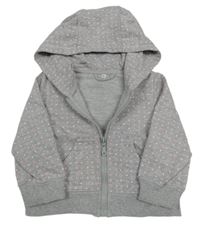 Šedá vzorovaná propínací mikina s kapucí 