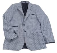 Modro-bílé kostičkované společenské sako 