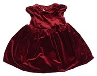 Rubínové sametové šaty s límečkem H&M