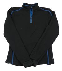 Černá funkční thermo mikina s modrými proužky wedze