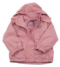 Růžová šusťáková zateplená bunda se srdíčkem a kapucí Impidimpi