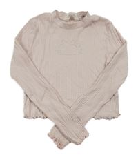 Světlerůžové žebrované crop triko s Hello Kitty H&M