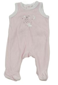 Světlerůžové sametové dupačky s kočkami 