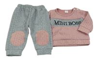 2 set - růžová vzorovaná mikina + šedé vzorované tepláky 