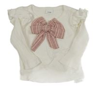 Bílé žebrované triko s mašlí 