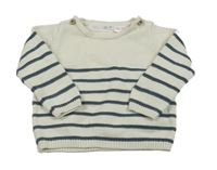 Bílo-modrý pruhovaný lehký svetr Zara