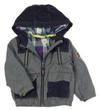 Modro-tmavomodrá šusťáková jarní bunda s kapucí baker