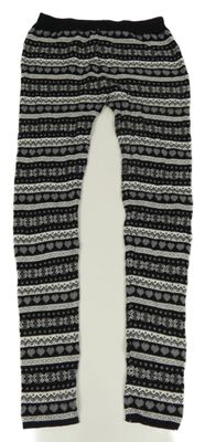 Černo-šedé vzorované pletené legíny Primark
