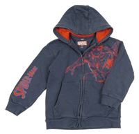 Tmavomodro-červená propínací mikina se Spidermanem a kapucí M&S