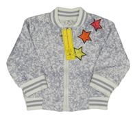 Nové - lila-bílá vzorovaná propínací mikina s hvězdami Shein