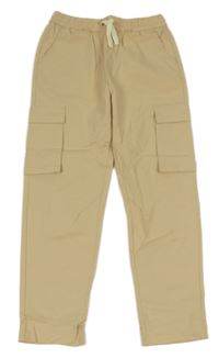 Světlebéžové plátěné kalhoty s kapsami dunnes