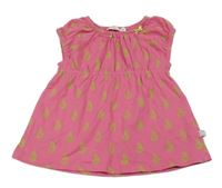 Růžová tunika se zeleným vzorem Liegelind