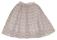 Bílo-fialová květovaná plisovaná sukně George