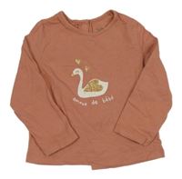 Starorůžové triko s labutí Vertbaudet