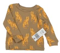 Nové - hnědé žebrované triko s tygry Matalan