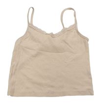 Pudrový žebrovaný crop top s krajkou H&M