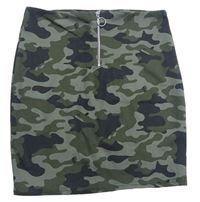 Khaki army sukně se zipem