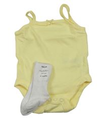 2set - žluté body + bílé ponožky 