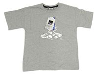 Šedé melírované tričko - Play Station 