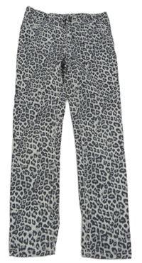 Bílo-antracitové skinny rifle s leopardím vzorem Dopodopo