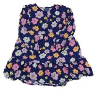 Tmavomodré květované šaty Tu