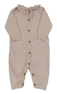 Světlerůžový svetrový overal s 3D puntíky a volánkem Nutmeg