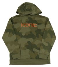 Khaki army mikina s nápisem a kapucí Primark