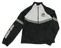 Černo-bílo-šedá sportovní propínací mikina s potiskem 