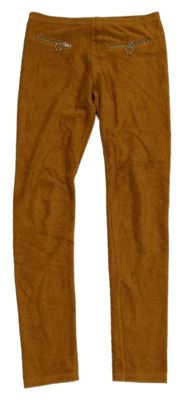 Medové žebrované sametové legíny se zipy C&A