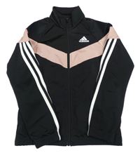 Černo-růžová propínací sportovní mikina s pruhy Adidas